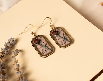 Vintage Rose Earrings | Handmade Polymer Clay Earrings | Resin Earrings | Floral Jewelry  | Miniature Rose | Gift For Her
