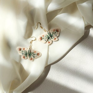 Handmade Floral Butterfly Earrings: Polymer Clay Boho Jewelry