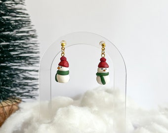 Snowman Earrings | Holiday Earrings | Christmas Earrings | Xmas Earrings | New Year Gift | Winter Clay Earrings | Polymer Clay Earrings