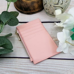 Cartera vegana rosa personalizada para mujer - Monedero personalizado y tarjetero - Idea de regalo de cumpleaños o Navidad - Regalo para ella
