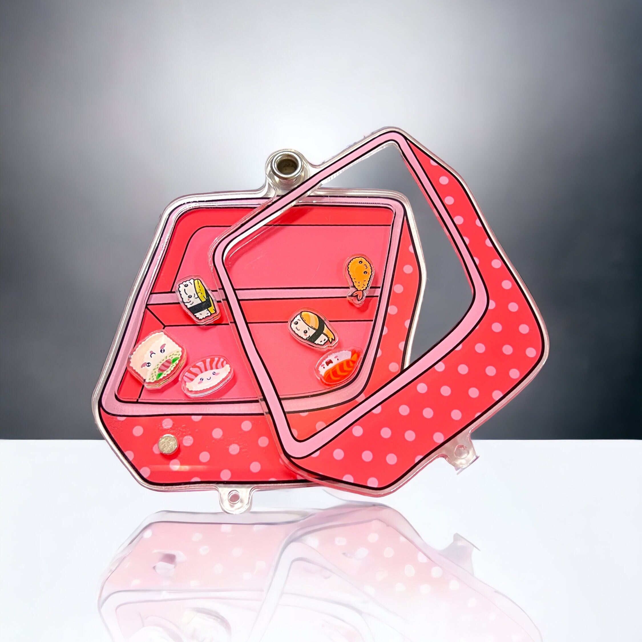 Kawaii Fillable Shaker Keychains Bento Box, Hibachi, Ramen