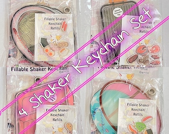 4 Kawaii Fillable Shaker Keychain SET