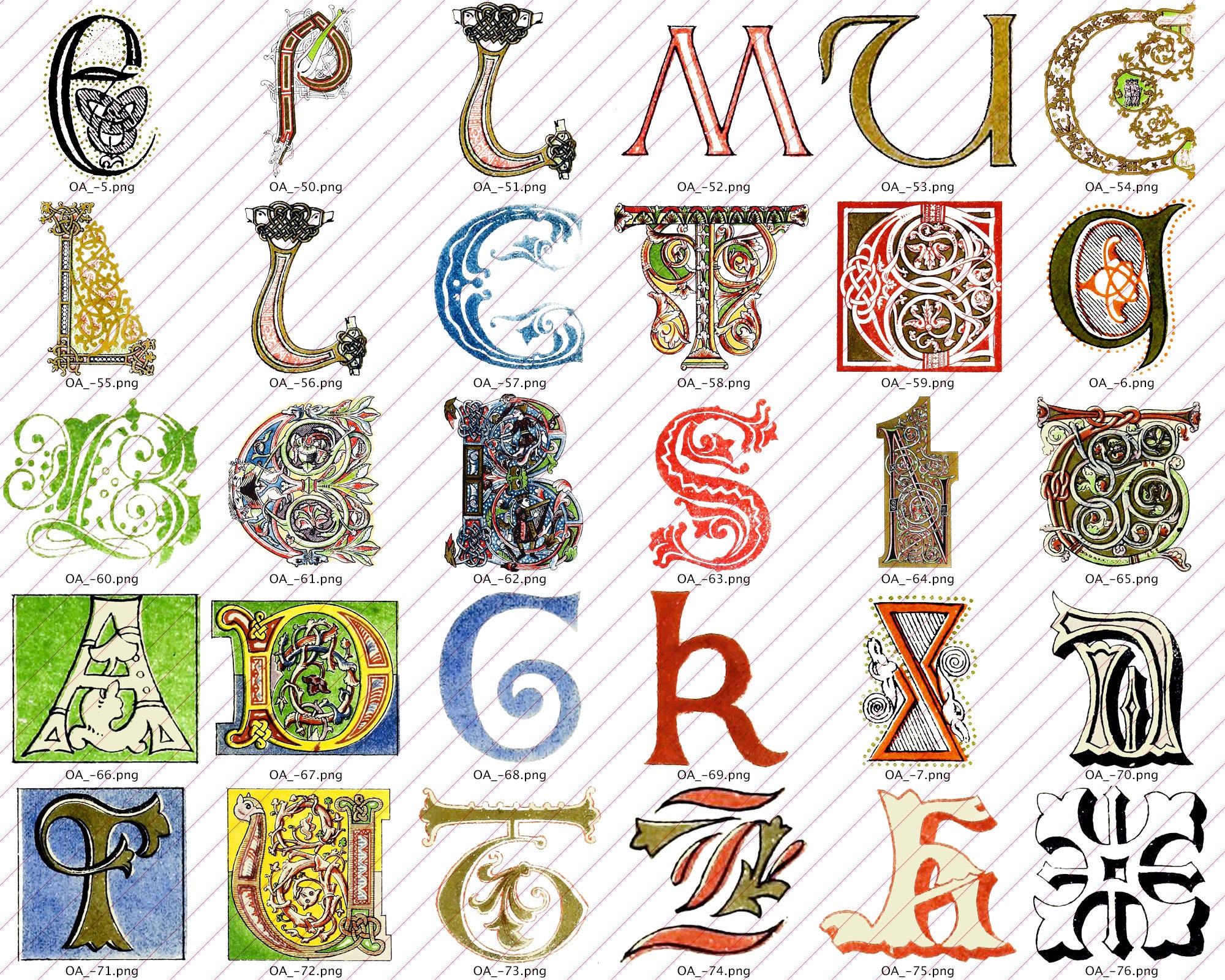 Medieval Initials Illuminated Manuscript Letters - Etsy