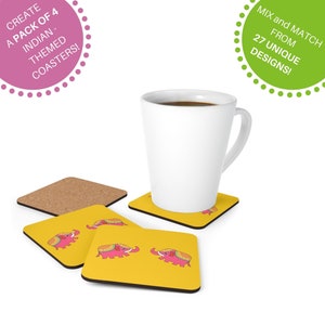 India-Themed Coasters: "Create Your Own" 4 Pack