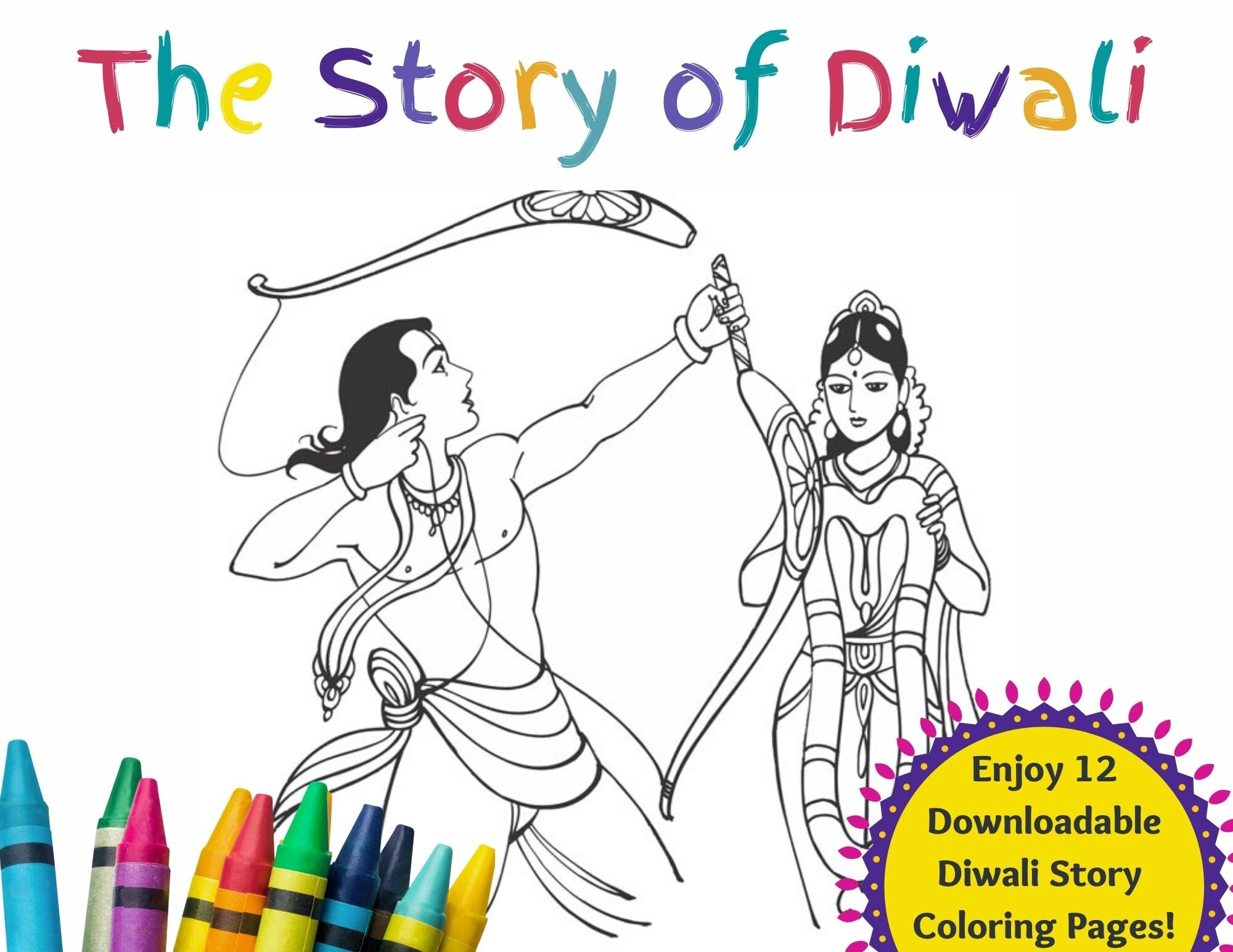 Diwali Storybook: Downloadable Coloring Pages for Kids - Etsy