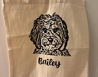 Personalised Pet Portrait Canvas Tote Bag - Personalised Pet Gift - Dog or Cat Customised Tote Bag - Dog Mum Bag - Cat Mum Bag