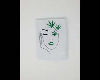 Woman's Face with Pot Leaf Art Crewneck Sweatshirt