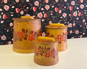 Beautiful 1930s Set of 3 birch bark boxes