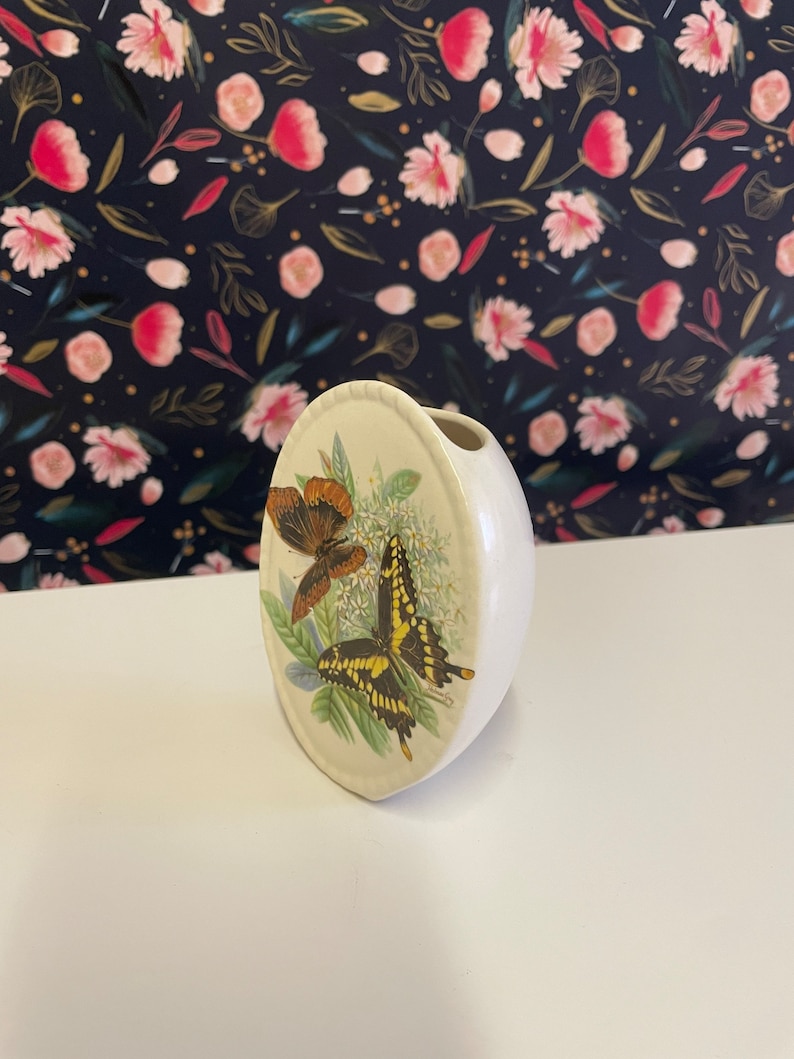 Vintage Fontmell potteries butterfly themed small vase 2587 image 1