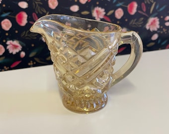 Vintage gold coloured pressed glass jug 1B42