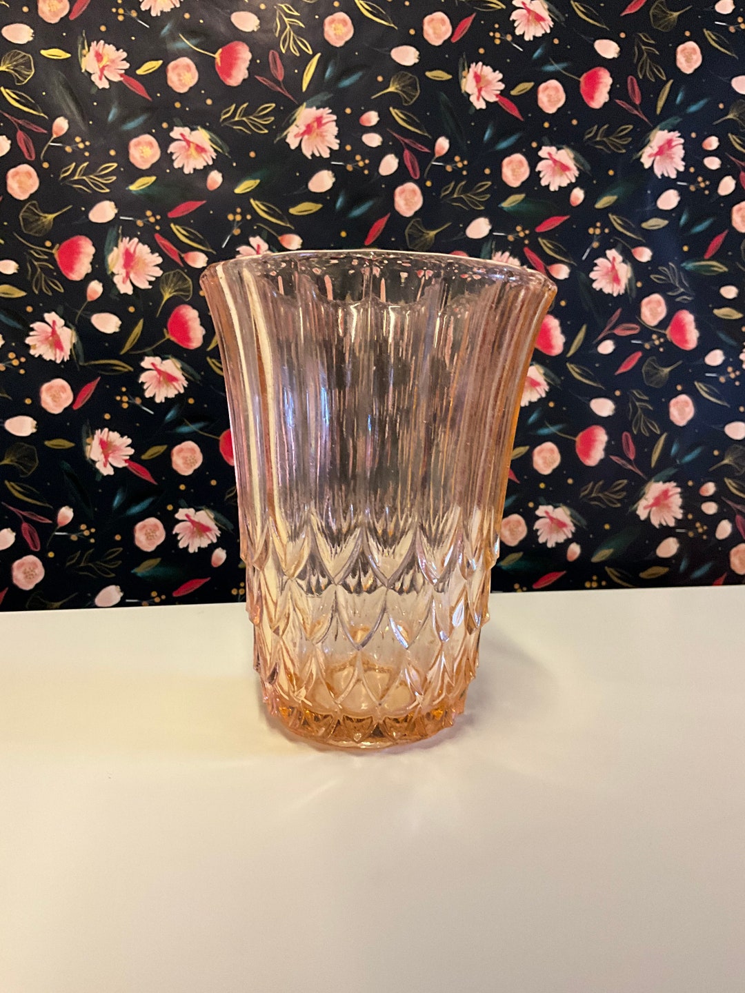 Peach Art Deco Glass Celery Jar Vase Etsy