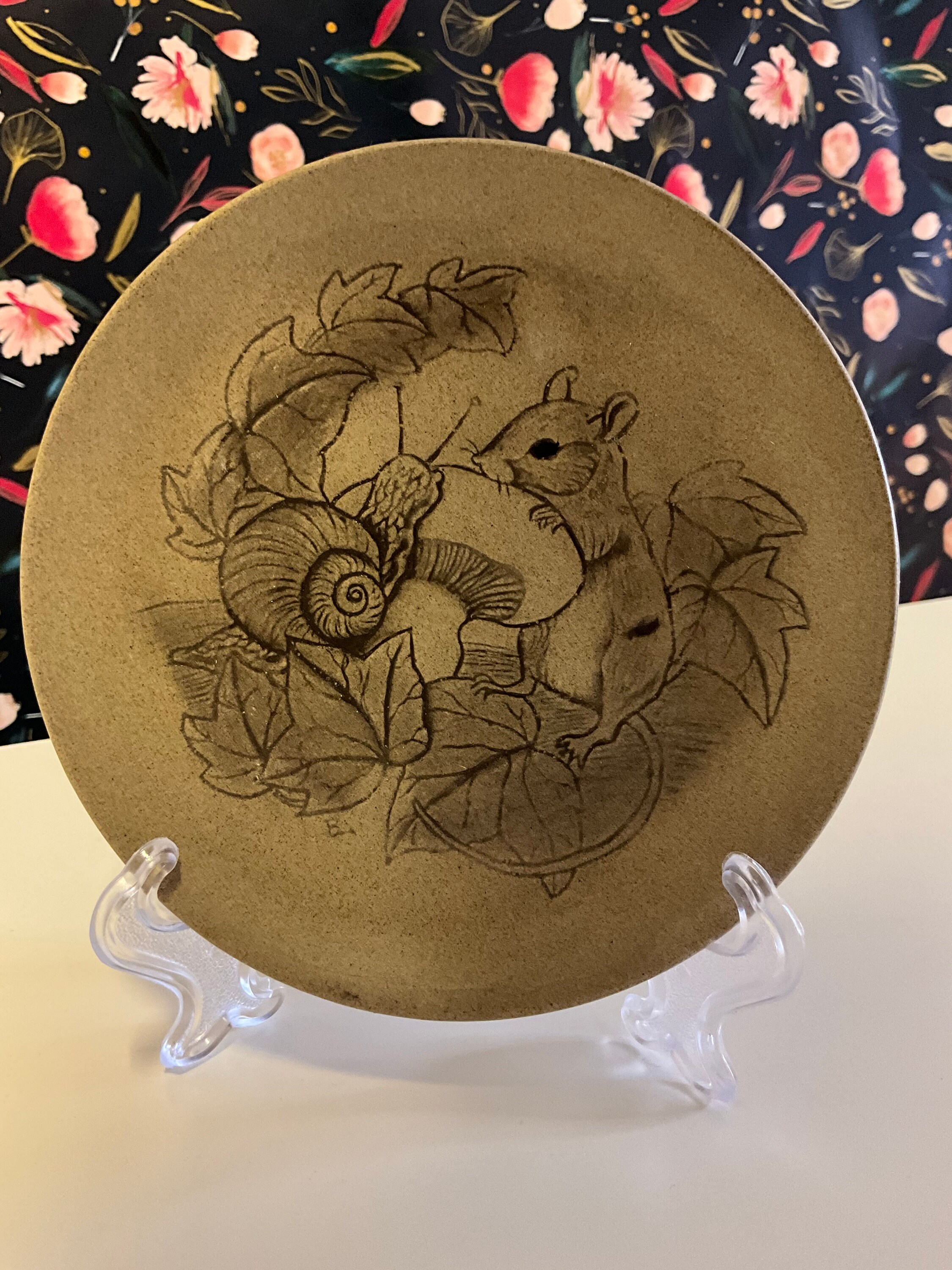 Cute Stoneware Poole Pottery Plate Squirrel and Snail Cottagecore 4T915 ...