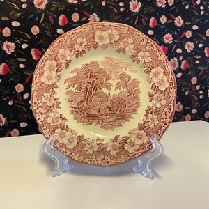 Enoch Wedgwood ‘woodland’ pink and white plate vintage decor