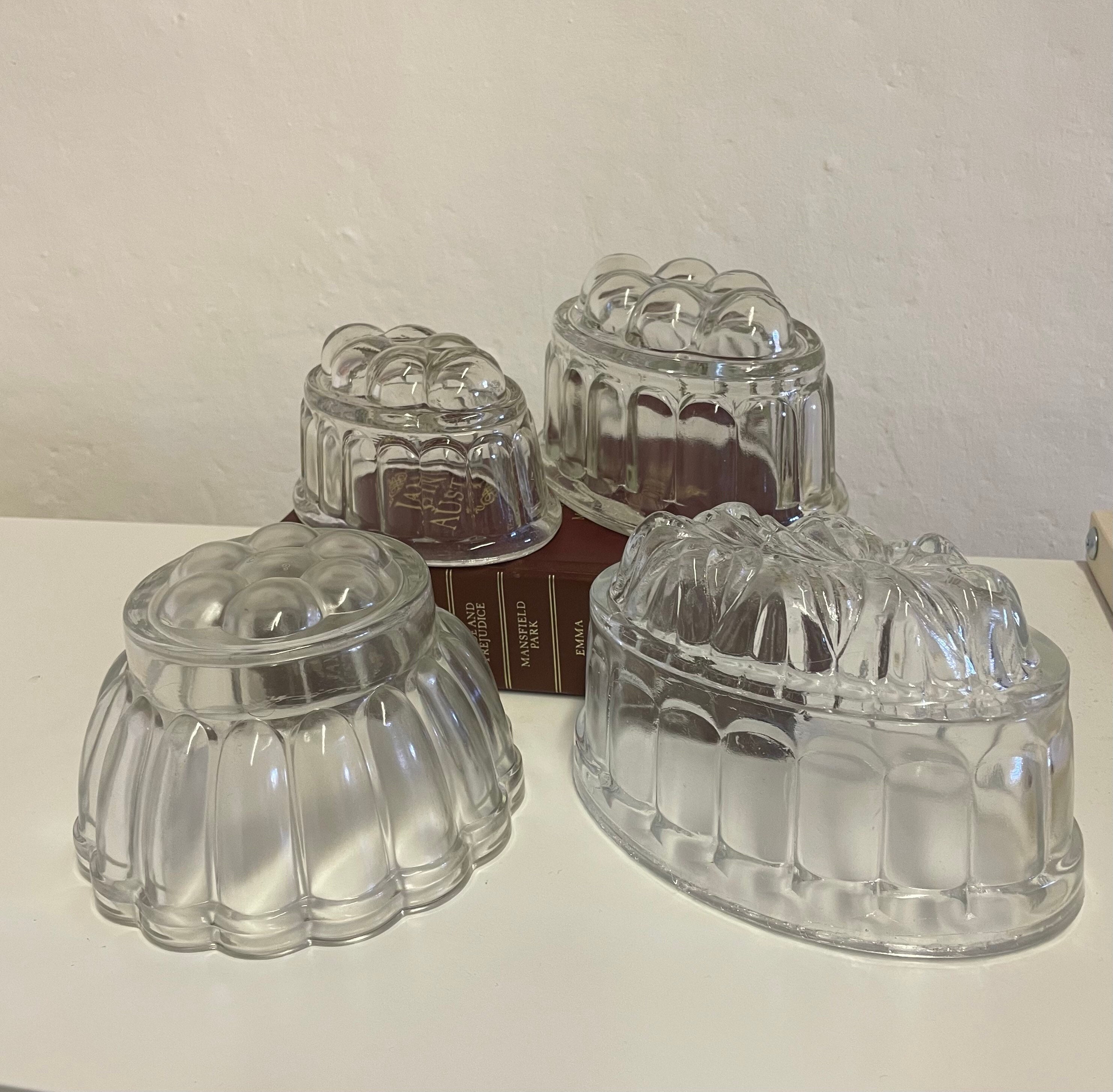 Vintage Glass Jelly Moulds Mix of Size and Shapes Retro Kitchen Decor