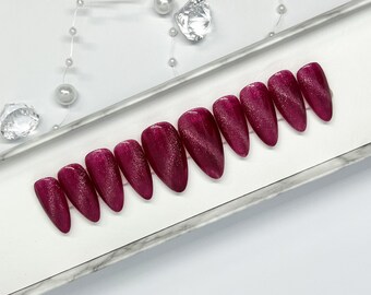 Red Cat Eye Nails - Etsy
