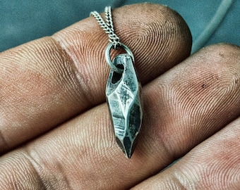 Handmade Oxidized Sterling Silver Pendant Necklace: Rustic Minimalist Jewelry