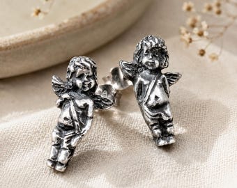 Örhängen i sterlingsilver med keruber: Barocka smycken med cuporänglar