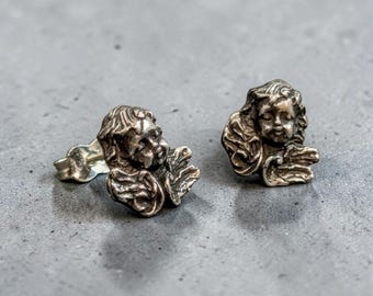 Pendientes de plata de ley con forma de ángel: Joyería vintage con querubines