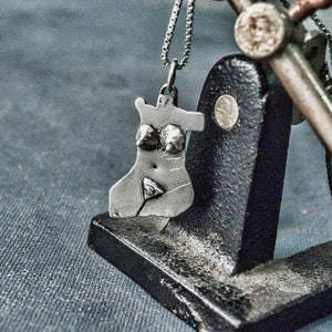 Female Body Necklace, Handmade Sterling Silver Body Positive Jewelry, Primitive Goddess Pendant, Self Love Gifts for Her, Statement Art