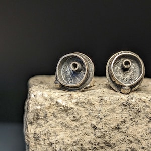 Small rustic silver studs, Oxidized Rustic Silver Stud Earrings, Bohemian Primitive Jewelry for Women, silver studs 925