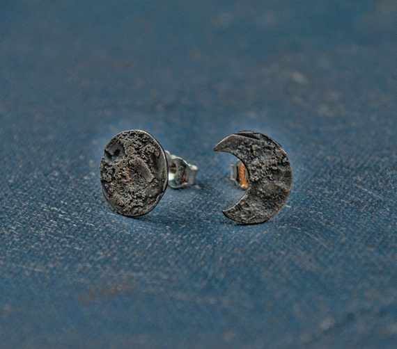 Orecchini A Borchia Luna Crescente In Argento Sterling 925 - Mini Gioiello Elegante