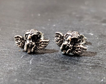 Pendientes de querubines de plata de ley: Pendientes de ángel barroco