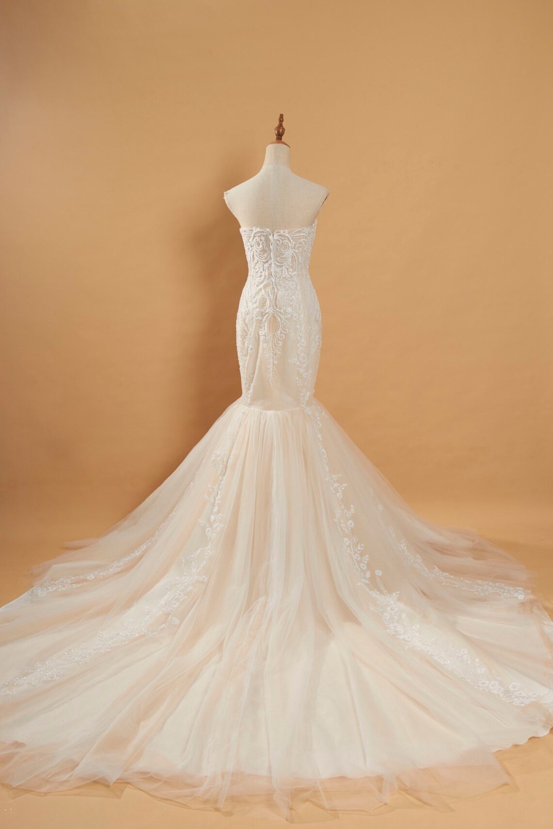 Elegant Mermaid Wedding Dress Beige Mermaid Wedding Dress Etsy