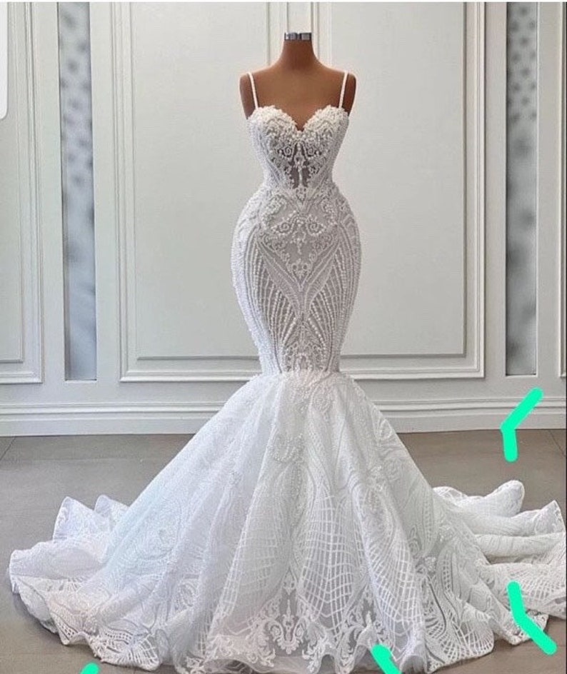 Custom to Make Trumpet Wedding Dress Deposit 50 300usd of Etsy