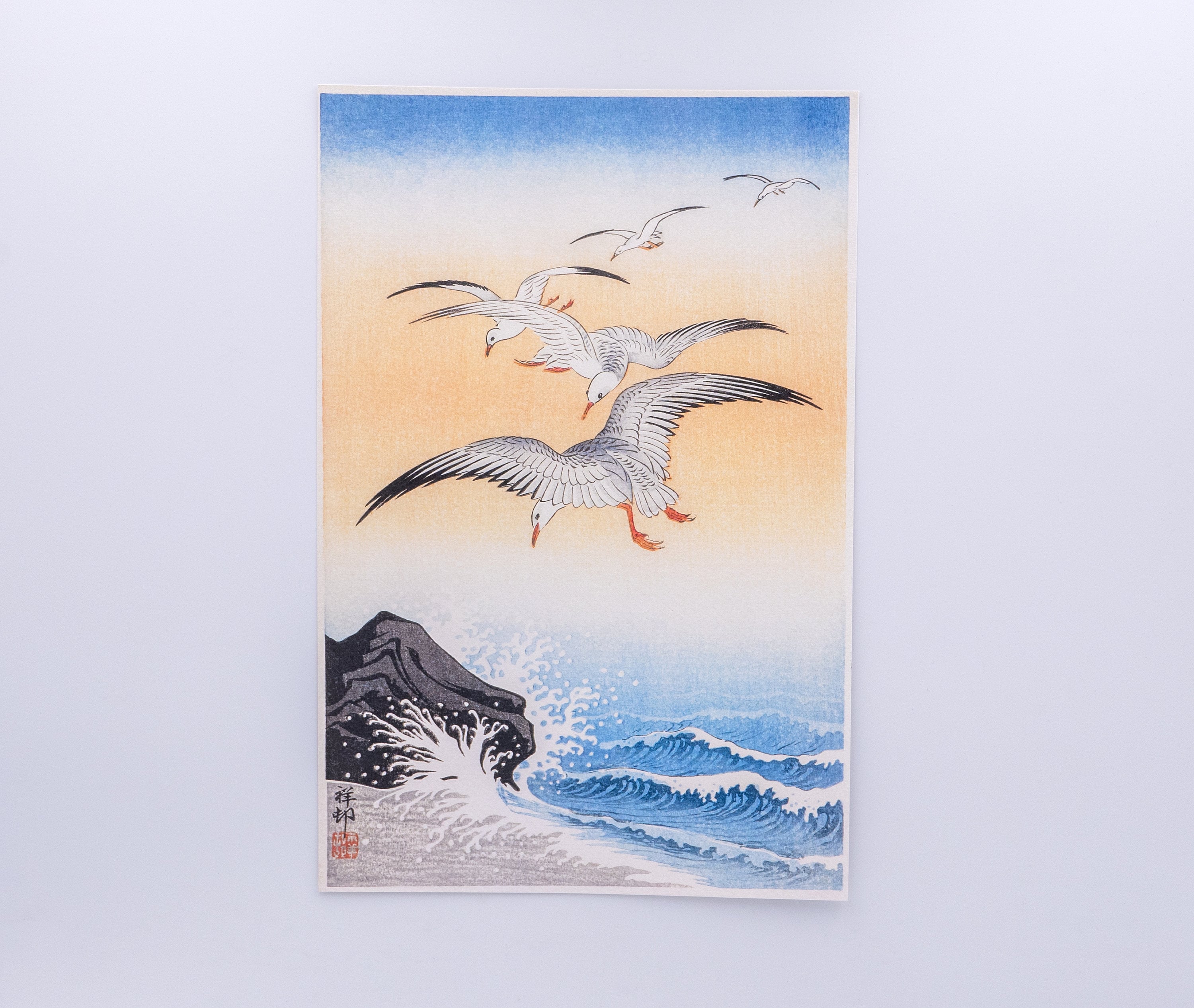 Ohara Koson - Five Seagulls Above Turbulent Sea | 1900 1930