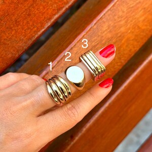 14K Solid Gold Bold Statement Rings, Chunky Dome Ring, Modern Wide Band Gold Rings, Unique Stackable Jewelry, Boho Style, Beach, Summer Day