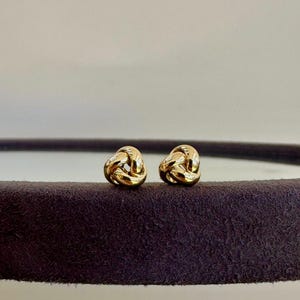 14K Solid Gold Love Knot Stud Earrings, Handmade Jewelry, Shiny Symbol of Love & Friendship, Dainty Minimalist Knot Earrings, Gift for Her