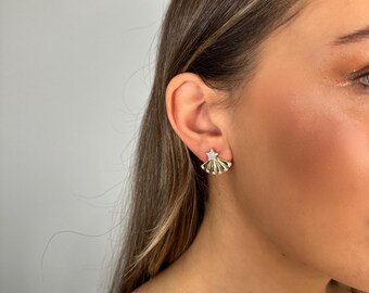 14 K Gold Stars Earrings, Stars Sparkle Earrings, Yellow, Dainty, Fun, BrihtStone, Gift For Her