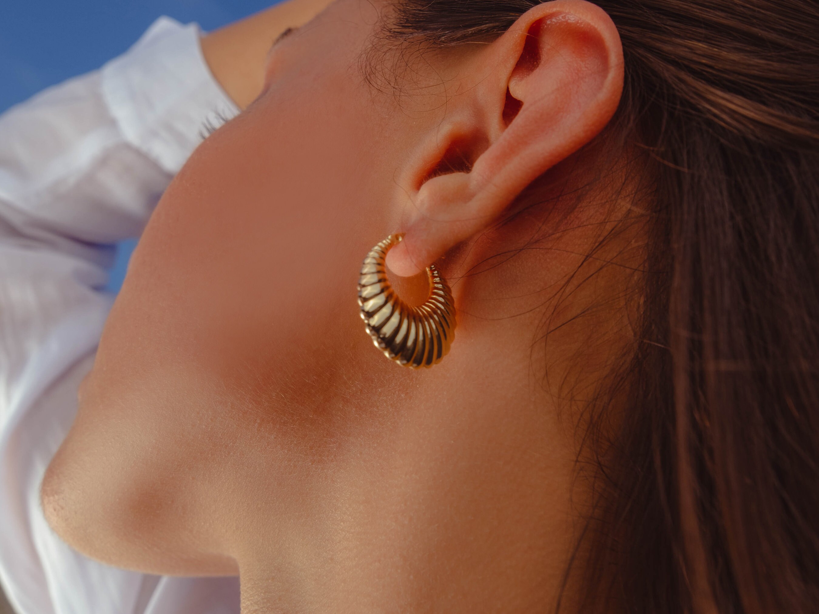 14 K Real Gold Mussel Earrings, Mussel Earrings Gold