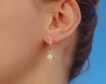 Orecchini Sirius in oro vero 14 carati, orecchini in oro