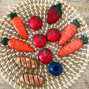Imanes de comida para el refrigerador, originales, de arcilla de secado al aire, con decoración de frutas y verduras, ¡una linda idea para regalar en la cocina!