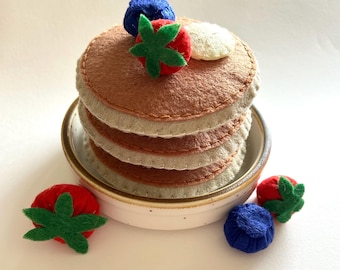 Crea i tuoi pancake in feltro / Cibo giocattolo interattivo / Giocattolo da cucina per giochi di ruolo / Cibo giocattolo per la colazione personalizzabile / Caffè giocattolo