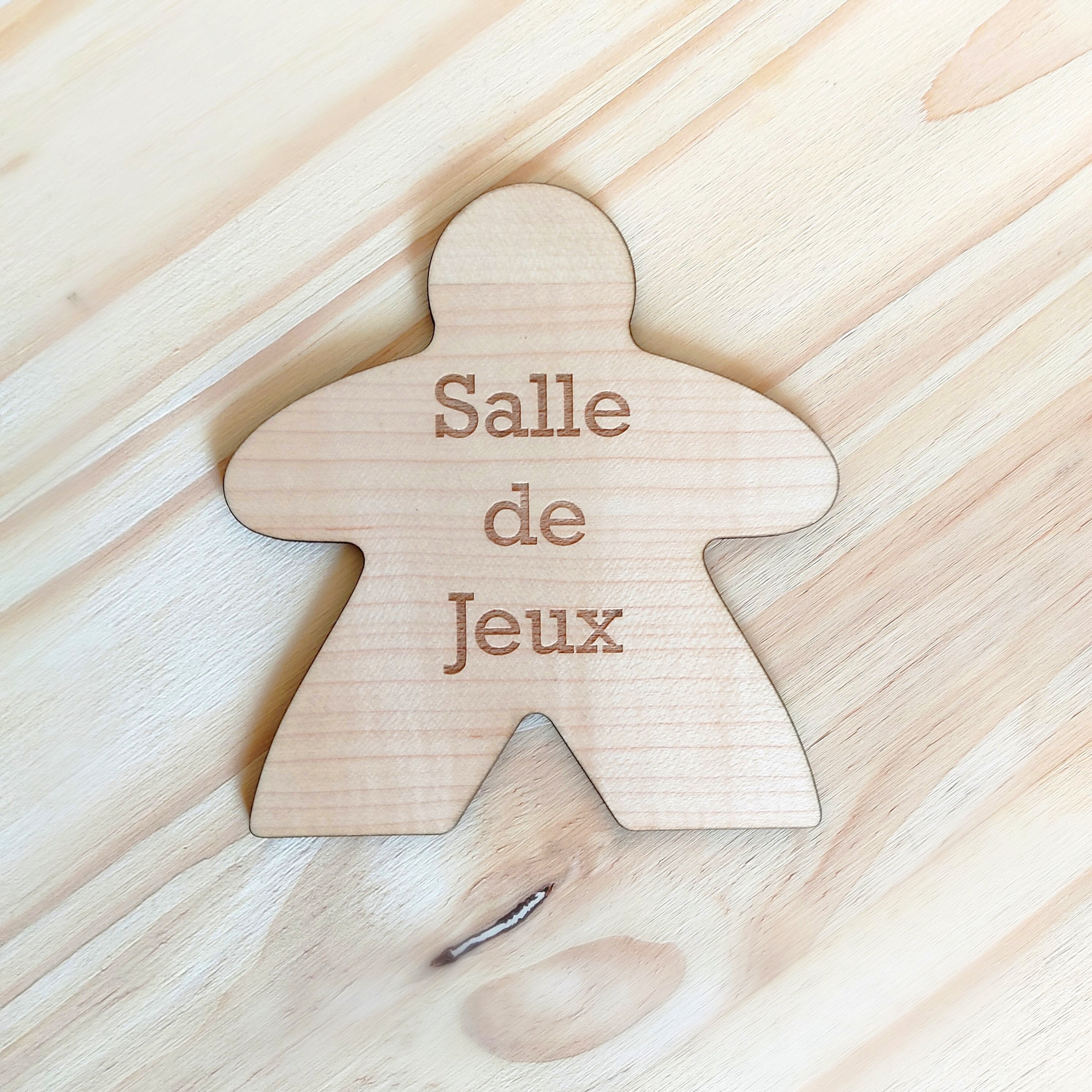 Plaque de Porte en Bois Personnalisable, Message ou Prénom Personnalisé, Meeple Géant Plat Décoratif
