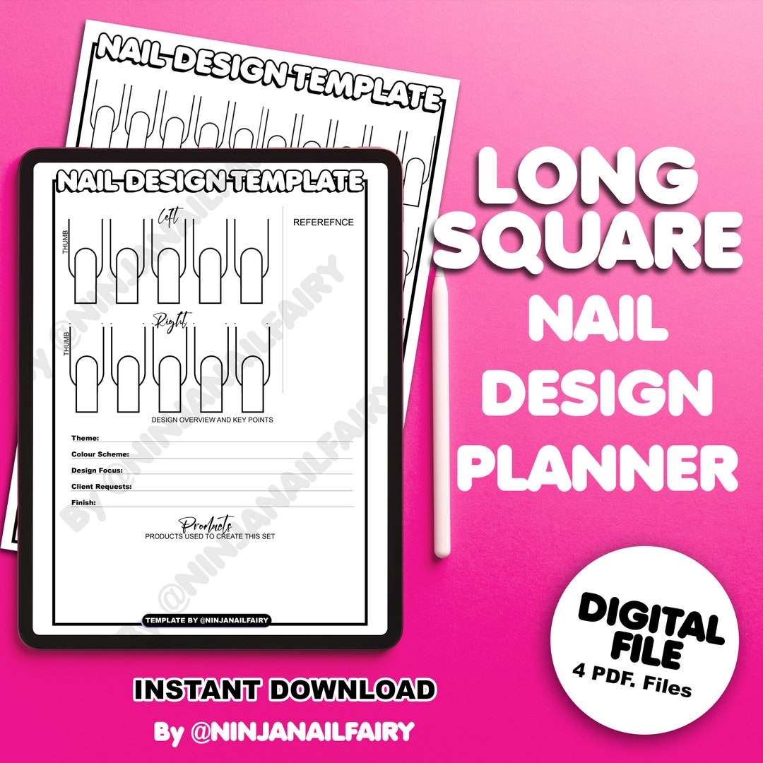 LONG SQUARE Nail Art Design Template Bundle Long Square Nail Art LONG SQUARE Nail Art Design Template Bundle Long Square Nail Art