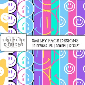 Smiley Gesicht digitales Papier, digitales Papier Pack, Papier digital, Geschenkpapier, Smiley Geschenk Papier, sofortiger Download