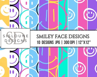 Smiley Face digital paper, digital paper pack, paper digital, wrapping paper, smiley face gift paper, instant download
