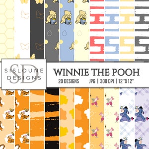 SALE Winnie Pooh Digital Paper 300 DPI, Scrapbook Papiere, Winnie the Pooh Hintergründe, Digital Papers Pack