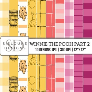 VERKOOP Winnie Pooh digitaal papier 300 DPI, plakboekpapier, Winnie de Poeh-achtergronden, digitaal papierpakket P2