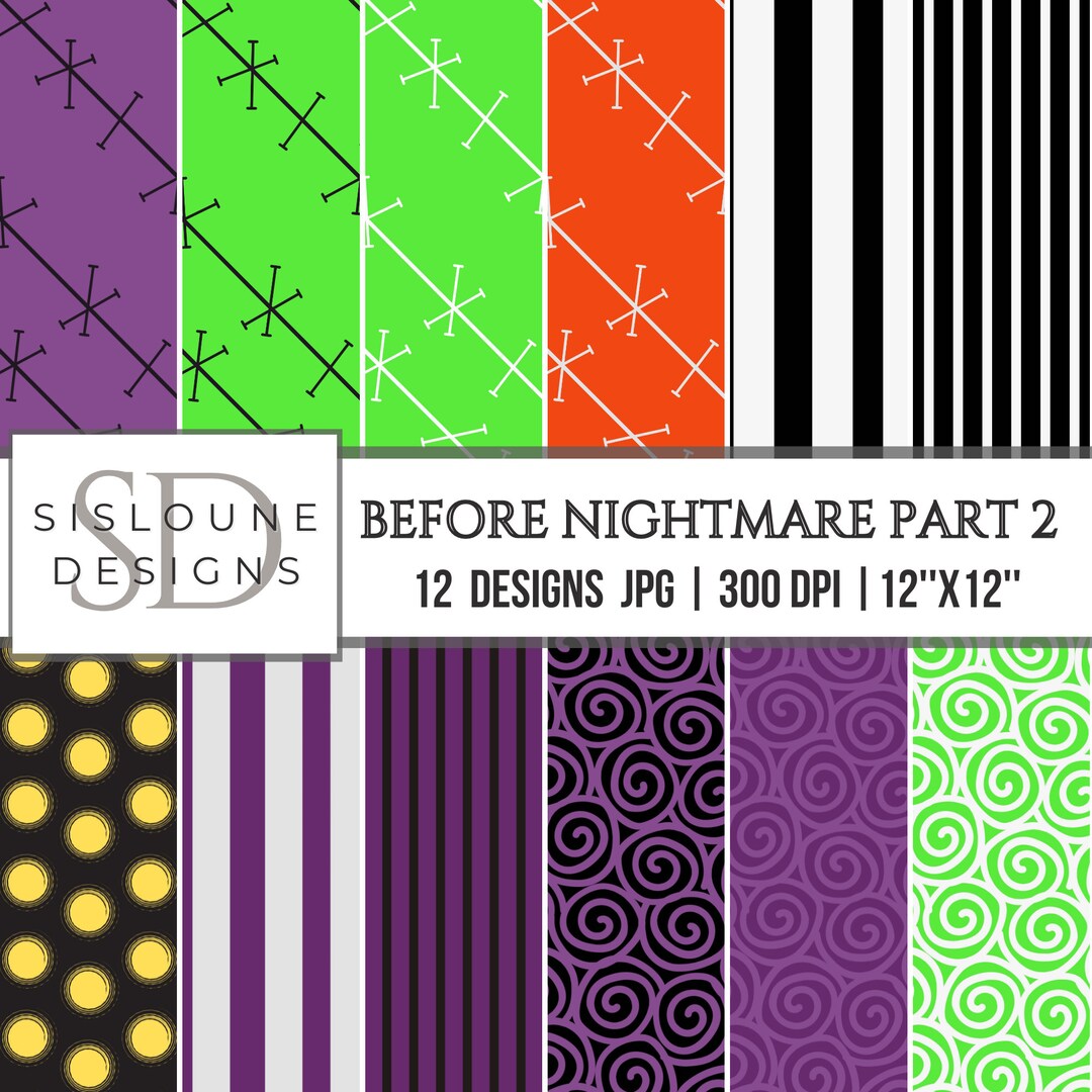 Before Nightmare Part 2 Themed Printable Digital Paper Pack, Scrapbook ...