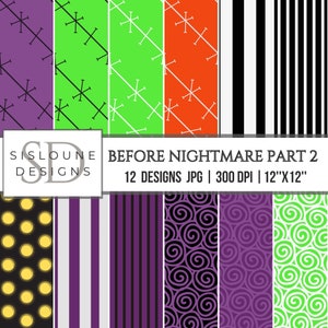 Before Nightmare Part 2 Themed Printable Digital Paper Pack, Scrapbook Paper, 300 DPI, Digital patterns,Halloween Digital Paper