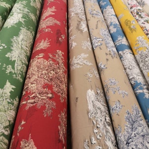 Colored cotton toile de jouy