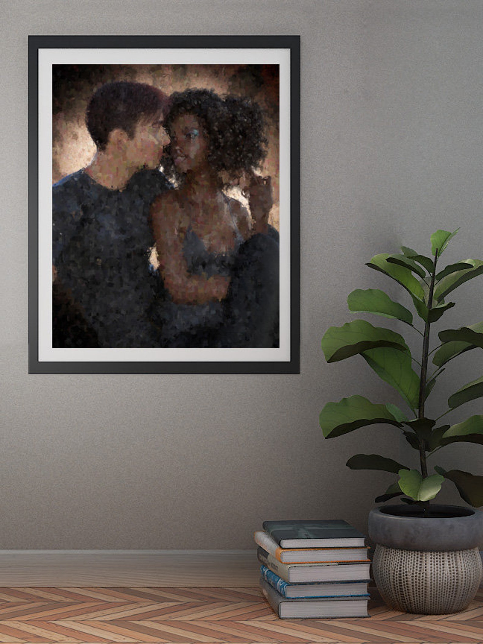 Interracial Couple Wall Art, Biracial Love, Biracial Couple Art