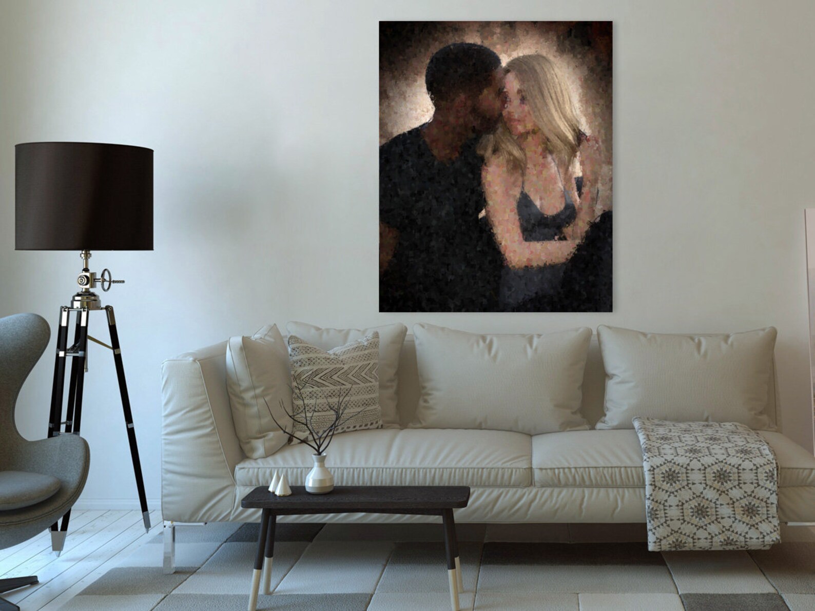 Interracial Couple Wall Art, Biracial Love, Biracial Couple Art