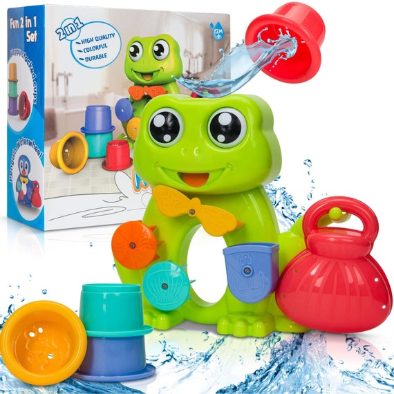 Juguetes de baño para bebés de 1 a 3 años con 2 tortugas de natación y