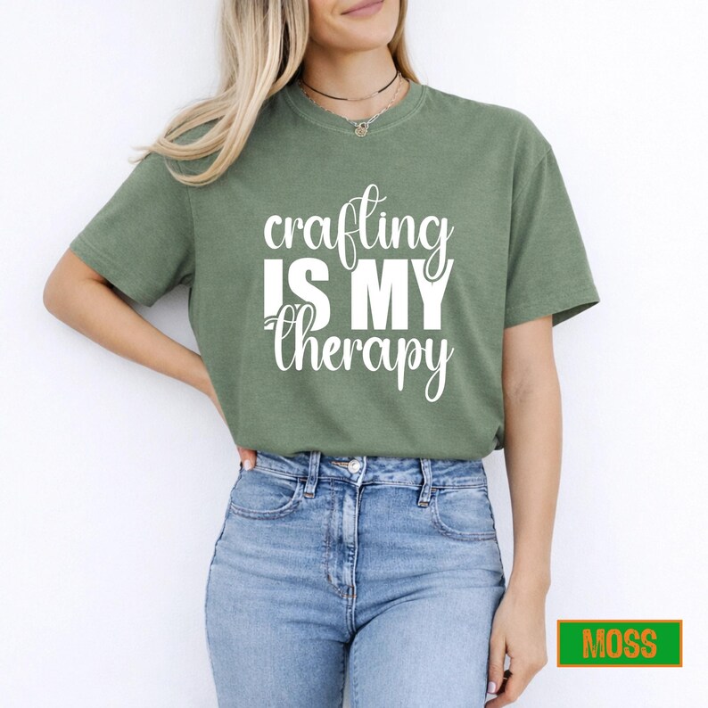 Crafting is My Therapy Shirt, Comfy Graphic Tee for Crafters, Summer Gift for Women, Creative Hobby T-Shirt Present image 8