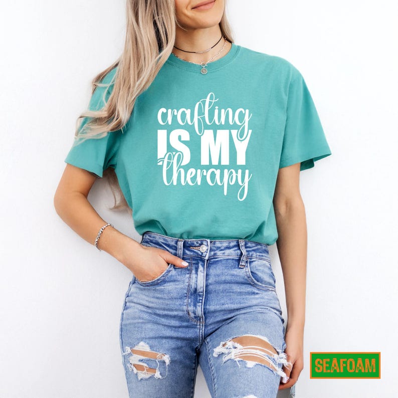 Crafting is My Therapy Shirt, Comfy Graphic Tee for Crafters, Summer Gift for Women, Creative Hobby T-Shirt Present image 10